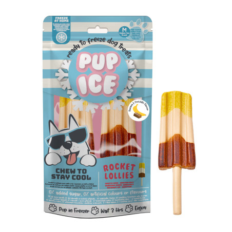 HELADOS snack PUP ICE Polo de CHOCOLATE y PLÁTANO, 2 x 90g