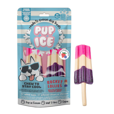 HELADOS snack PUP ICE Polo de FRESA y ARÁNDANO, 2 x 90g