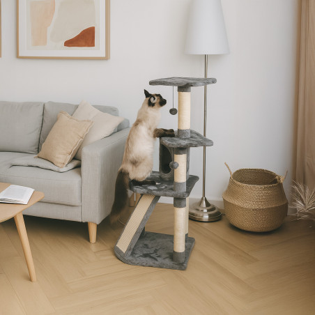 Torre Rascador Para Gato Modelo Prades Gris 49x49x111cm WUAPU