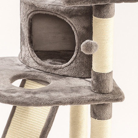 Torre Rascador Para Gato Modelo Prades Gris 49x49x111cm WUAPU