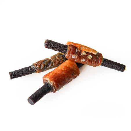 Snack Natural para Perro BROCHETA DE SALMON 3u x 15 Bolsas WUAPU