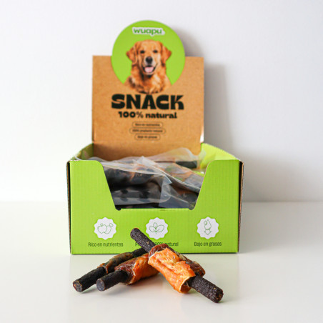 Snack Natural para Perro BROCHETA DE SALMON 3u x 15 Bolsas WUAPU