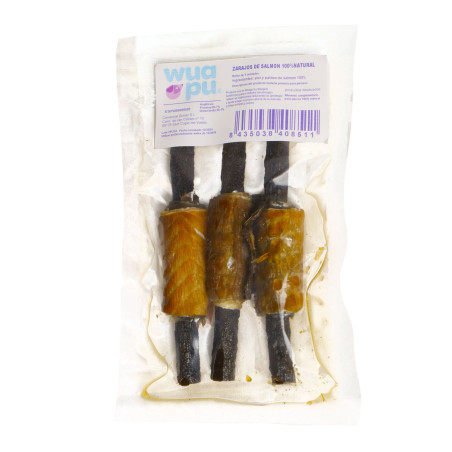 Snack Natural para Perro BROCHETA DE SALMON 3u x 15 Bolsas WUAPU