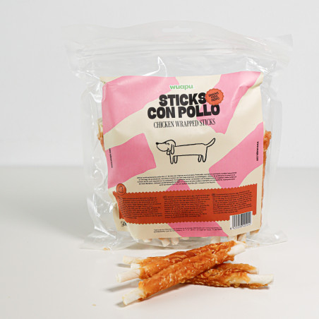 SNACK PARA PERRO EN STICK VACUNO CON POLLO DESECADO WUAPU