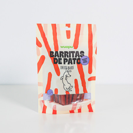 SNACK PARA PERRO EN BARRITAS SEMIHÚMEDAS DE PATO 12 paq x (100gr) WUAPU