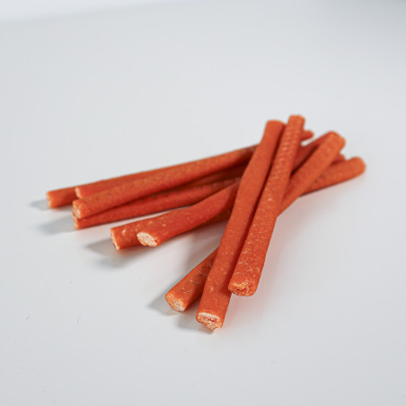 SNACK PARA PERRO EN BARRITAS SEMIHÚMEDAS DE SALMÓN 12 paq x (100gr) WUAPU