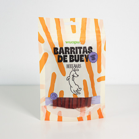 SNACK PARA PERRO EN BARRITAS SEMIHÚMEDAS DE BUEY 12 paq x (100gr) WUAPU