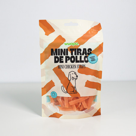 SNACK NATURAL PARA PERRO MINI TIRAS DE POLLO 12 paq x (100gr) WUAPU