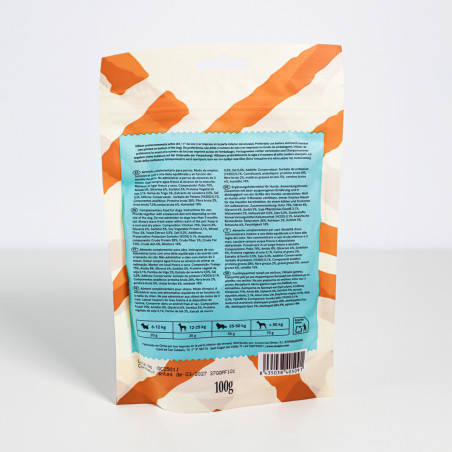 SNACK NATURAL PARA PERRO MINI TIRAS DE POLLO 12 paq x (100gr) WUAPU