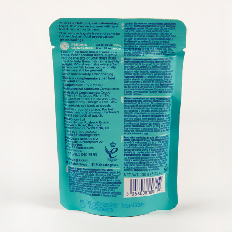 Fish4Dogs Mousse para perro sin cereales – Trucha 100 g (pack de 6)