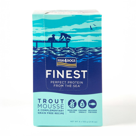 Fish4Dogs Mousse para perro sin cereales – Trucha 100 g (pack de 6)