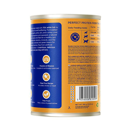 Fish4Dogs Comida húmeda para perro – Pescado blanco y boniato 395 g (pack de 6)