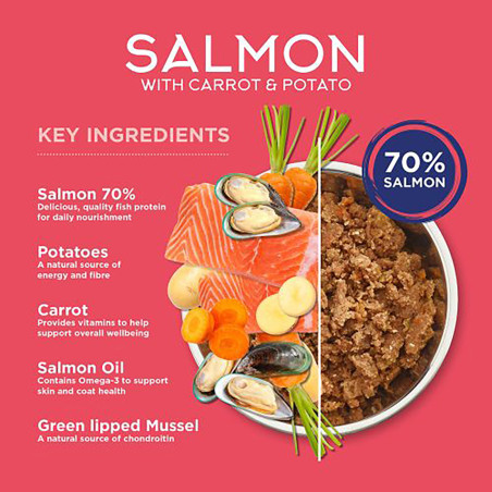 Fish4Dogs Comida húmeda para perro – Salmón, zanahoria y patata 395 g (pack de 6)