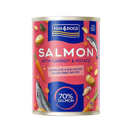 Fish4Dogs Comida húmeda para perro – Salmón, zanahoria y patata 395 g (pack de 6)