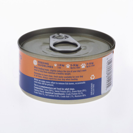 Fish4Dogs Comida húmeda para perro – Atún, boniato y judías 85 g (pack de 12)