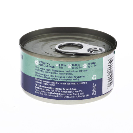 Fish4Dogs Comida húmeda para perro – Pescado, calabaza y guisantes 85 g (pack de 12)
