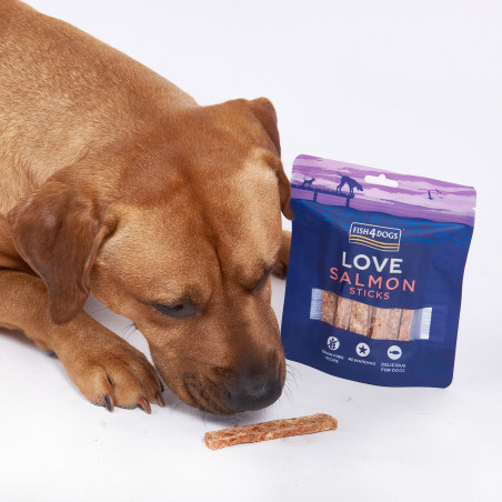 Fish4Dogs Snack para perros – Love Salmón Sticks 85 g (pack de 10)