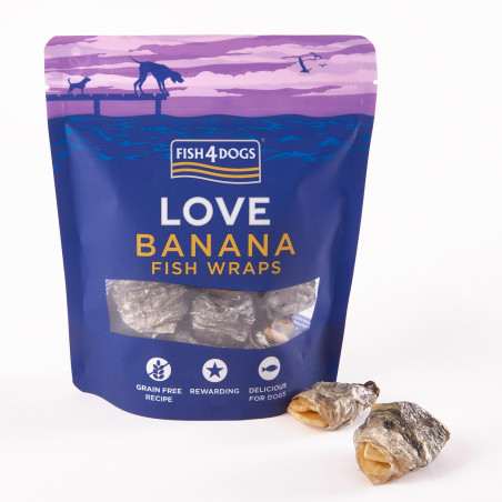 Fish4Dogs Snack natural para perros – Love Banana con pescado 100 g (pack de 10)