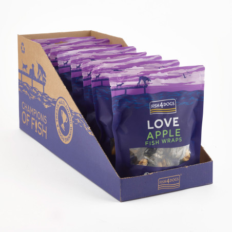 Fish4Dogs Snack natural para perros – Love Manzana con pescado 90 g (pack de 10)