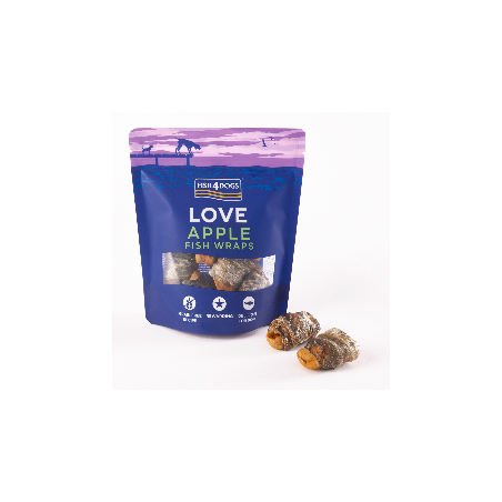 Fish4Dogs Snack natural para perros – Love Manzana con pescado 90 g (pack de 10)