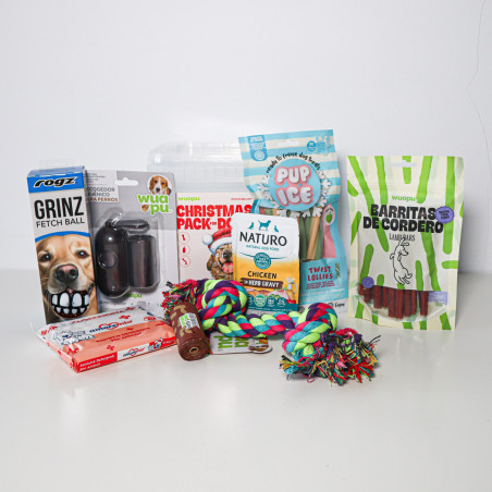 Christmas Pack para perro de Wuapu con snacks, juguetes y alimento húmedo