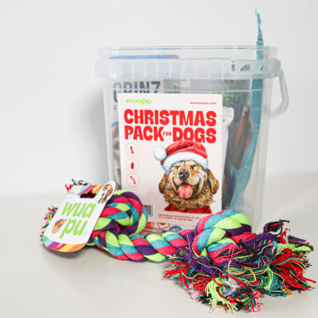 Christmas Pack para perro de Wuapu con snacks, juguetes y alimento húmedo