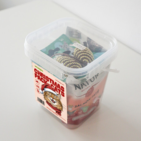 Christmas Pack para gato de Wuapu con snacks, juguetes y alimento húmedo