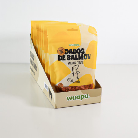 SNACK NATURAL PARA PERRO 60% SALMON EN DADOS 12 paq x(100gr) WUAPU