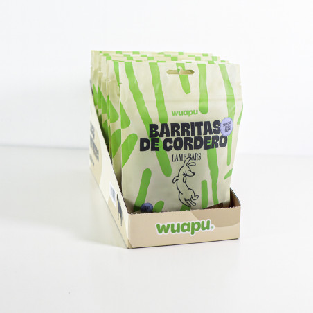 SNACK PARA PERRO EN BARRITAS SEMIHÚMEDAS DE CORDERO 12 paq x (100gr) WUAPU