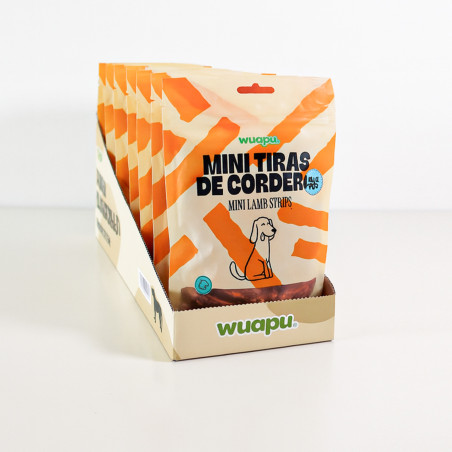 SNACK NATURAL PARA PERRO MINI TIRAS DE CORDERO 12 paq x (100gr) WUAPU