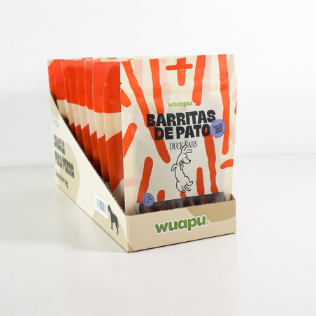 SNACK PARA PERRO EN BARRITAS SEMIHÚMEDAS DE PATO 12 paq x (100gr) WUAPU