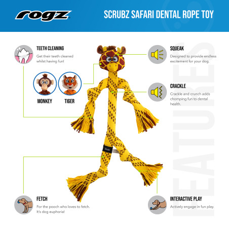 Juguete Cuerda para Perro SCRUBZ SAFARI TIGRE 44cm